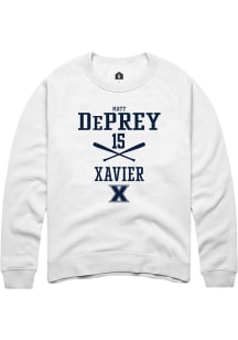 Matt DePrey  Rally Xavier Musketeers Mens White NIL Sport Icon Long Sleeve Crew Sweatshirt