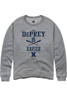 Matt DePrey  Rally Xavier Musketeers Mens Grey NIL Sport Icon Long Sleeve Crew Sweatshirt