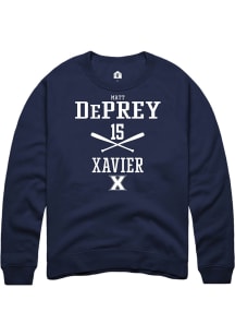 Matt DePrey  Rally Xavier Musketeers Mens Navy Blue NIL Sport Icon Long Sleeve Crew Sweatshirt