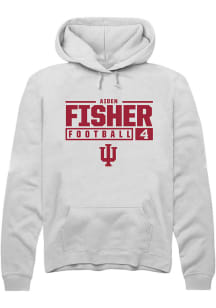 Aiden Fisher Rally Mens White Indiana Hoosiers NIL Stacked Box Hooded Sweatshirt