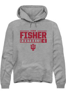 Aiden Fisher Rally Mens Graphite Indiana Hoosiers NIL Stacked Box Hooded Sweatshirt