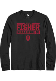 Aiden Fisher  Indiana Hoosiers Black Rally NIL Stacked Box Long Sleeve T Shirt