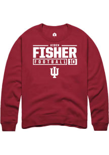Aiden Fisher  Rally Indiana Hoosiers Mens Red NIL Stacked Box Long Sleeve Crew Sweatshirt
