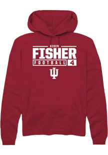 Aiden Fisher Rally Mens Red Indiana Hoosiers NIL Stacked Box Hooded Sweatshirt