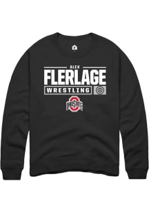 Alex Flerlage  Rally Ohio State Buckeyes Mens Black NIL Stacked Box Long Sleeve Crew Sweatshirt