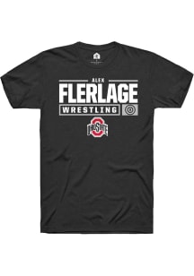 Alex Flerlage  Ohio State Buckeyes Black Rally NIL Stacked Box Short Sleeve T Shirt