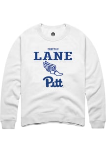 Endeyah Lane  Rally Pitt Panthers Mens White NIL Sport Icon Long Sleeve Crew Sweatshirt