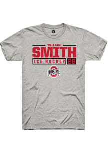 William Smith  Ohio State Buckeyes Ash Rally NIL Stacked Box Short Sleeve T Shirt