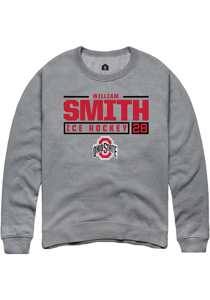 William Smith  Rally Ohio State Buckeyes Mens Graphite NIL Stacked Box Long Sleeve Crew Sweatshi..