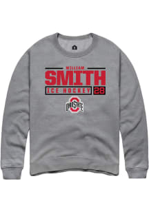 William Smith  Rally Ohio State Buckeyes Mens Grey NIL Stacked Box Long Sleeve Crew Sweatshirt