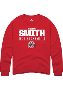 William Smith  Rally Ohio State Buckeyes Mens Red NIL Stacked Box Long Sleeve Crew Sweatshirt