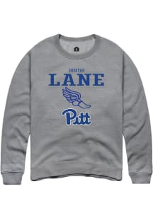 Endeyah Lane  Rally Pitt Panthers Mens Grey NIL Sport Icon Long Sleeve Crew Sweatshirt