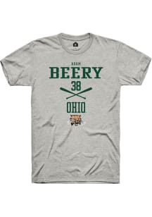 Adam Beery  Ohio Bobcats Ash Rally NIL Sport Icon Short Sleeve T Shirt