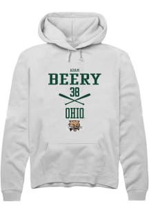 Adam Beery  Rally Ohio Bobcats Mens White NIL Sport Icon Long Sleeve Hoodie