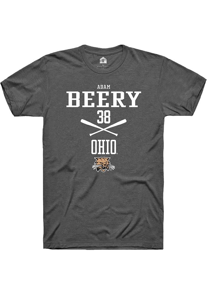 Adam Beery  Ohio Bobcats Dark Grey Rally NIL Sport Icon Short Sleeve T Shirt