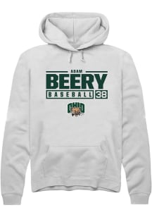 Adam Beery  Rally Ohio Bobcats Mens White NIL Stacked Box Long Sleeve Hoodie