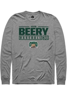 Adam Beery  Ohio Bobcats Graphite Rally NIL Stacked Box Long Sleeve T Shirt