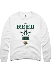 Blake Reed  Rally Ohio Bobcats Mens White NIL Sport Icon Long Sleeve Crew Sweatshirt