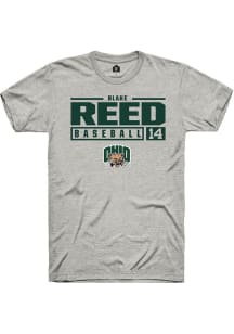 Blake Reed  Ohio Bobcats Ash Rally NIL Stacked Box Short Sleeve T Shirt