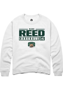 Blake Reed  Rally Ohio Bobcats Mens White NIL Stacked Box Long Sleeve Crew Sweatshirt