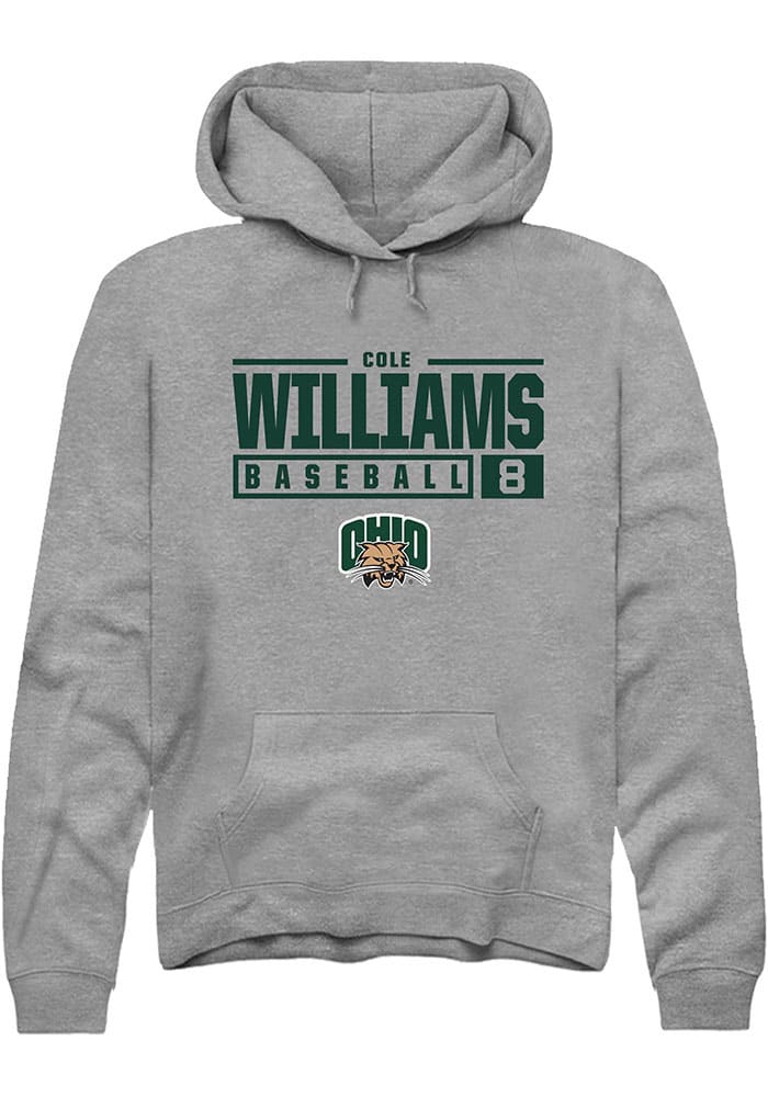 Cole Williams  Rally Ohio Bobcats Mens Graphite NIL Stacked Box Long Sleeve Hoodie