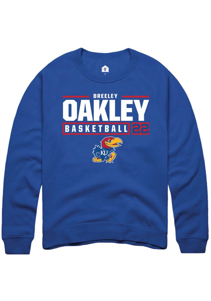 Breeley Oakley Kansas Jayhawks NIL Stacked Box Sweatshirt - Blue