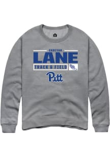 Endeyah Lane  Rally Pitt Panthers Mens Grey NIL Stacked Box Long Sleeve Crew Sweatshirt