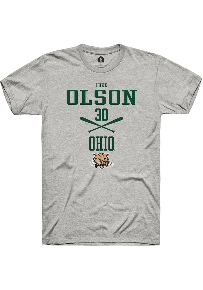 Luke Olson  Ohio Bobcats Ash Rally NIL Sport Icon Short Sleeve T Shirt