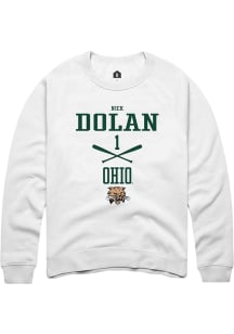 Nick Dolan  Rally Ohio Bobcats Mens White NIL Sport Icon Long Sleeve Crew Sweatshirt