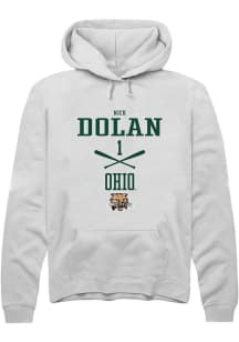 Nick Dolan  Rally Ohio Bobcats Mens White NIL Sport Icon Long Sleeve Hoodie