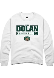 Nick Dolan  Rally Ohio Bobcats Mens White NIL Stacked Box Long Sleeve Crew Sweatshirt