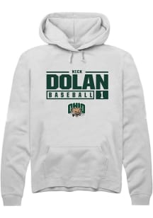 Nick Dolan  Rally Ohio Bobcats Mens White NIL Stacked Box Long Sleeve Hoodie