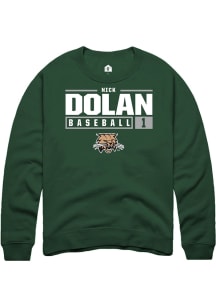 Nick Dolan  Rally Ohio Bobcats Mens Green NIL Stacked Box Long Sleeve Crew Sweatshirt