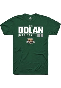 Nick Dolan  Ohio Bobcats Green Rally NIL Stacked Box Short Sleeve T Shirt