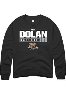 Nick Dolan  Rally Ohio Bobcats Mens Black NIL Stacked Box Long Sleeve Crew Sweatshirt