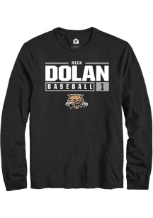 Nick Dolan  Ohio Bobcats Black Rally NIL Stacked Box Long Sleeve T Shirt