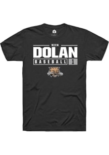 Nick Dolan  Ohio Bobcats Black Rally NIL Stacked Box Short Sleeve T Shirt