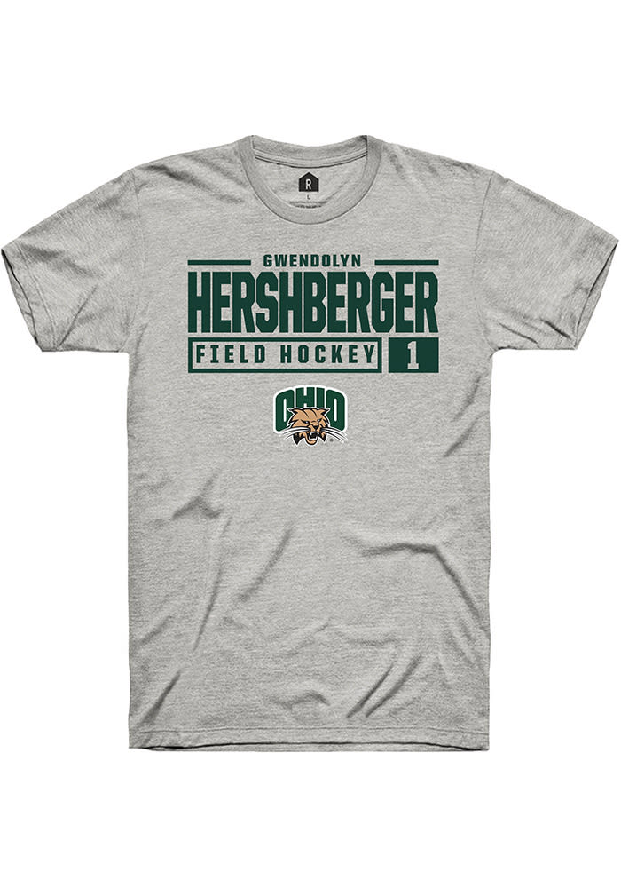 Gwendolyn Hershberger  Ohio Bobcats Ash Rally NIL Stacked Box Short Sleeve T Shirt