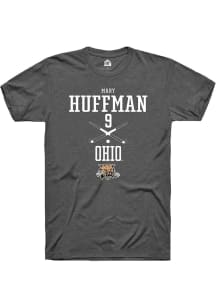 Mary Huffman  Ohio Bobcats Dark Grey Rally NIL Sport Icon Short Sleeve T Shirt