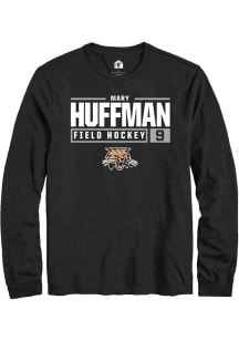 Mary Huffman  Ohio Bobcats Black Rally NIL Stacked Box Long Sleeve T Shirt