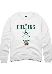 Zoe Collins  Rally Ohio Bobcats Mens White NIL Sport Icon Long Sleeve Crew Sweatshirt