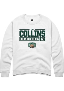 Zoe Collins  Rally Ohio Bobcats Mens White NIL Stacked Box Long Sleeve Crew Sweatshirt