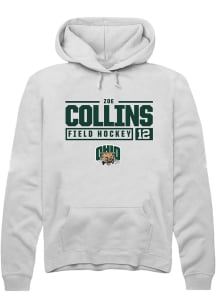 Zoe Collins  Rally Ohio Bobcats Mens White NIL Stacked Box Long Sleeve Hoodie