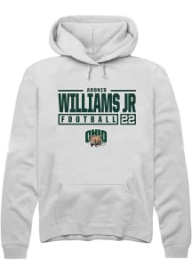 Adonis Williams Jr.  Rally Ohio Bobcats Mens White NIL Stacked Box Long Sleeve Hoodie