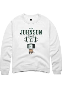 Aidan Johnson  Rally Ohio Bobcats Mens White NIL Sport Icon Long Sleeve Crew Sweatshirt