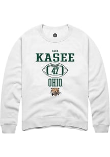 Alex Kasee  Rally Ohio Bobcats Mens White NIL Sport Icon Long Sleeve Crew Sweatshirt