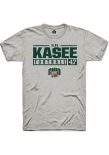 Alex Kasee  Ohio Bobcats Ash Rally NIL Stacked Box Short Sleeve T Shirt