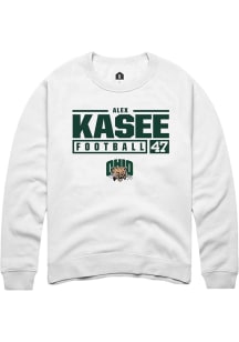 Alex Kasee  Rally Ohio Bobcats Mens White NIL Stacked Box Long Sleeve Crew Sweatshirt