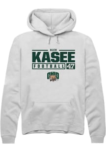 Alex Kasee  Rally Ohio Bobcats Mens White NIL Stacked Box Long Sleeve Hoodie