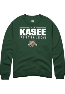 Alex Kasee  Rally Ohio Bobcats Mens Green NIL Stacked Box Long Sleeve Crew Sweatshirt